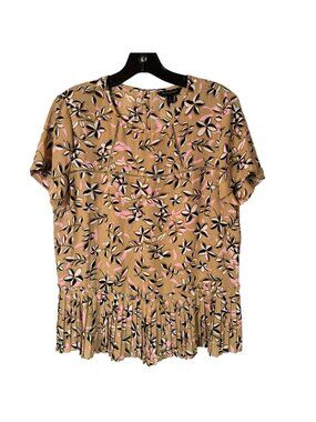 Banana Republic Blouse Size Small Beige Multi Floral Women Top Blouse Shirt